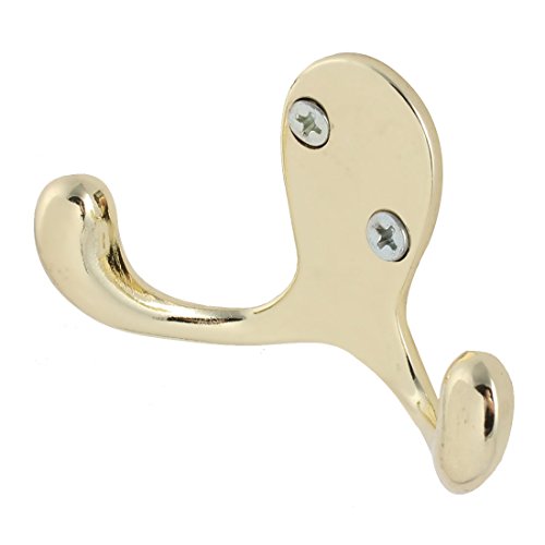 OKSLO Scarf towel clothing metal wall mounted double hook hanger brass tone