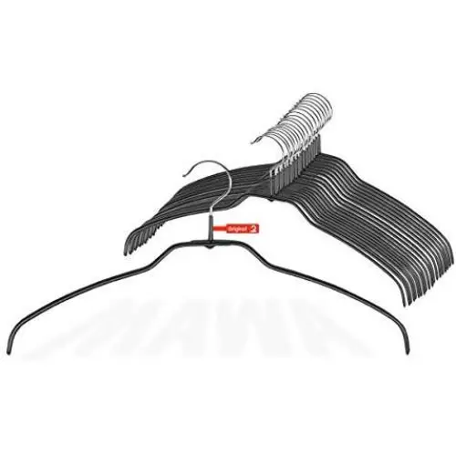 MAWA Reston Lloyd Silhouette Ultra Thin Series, Non-Slip Space Saving Clothes Hangers, Style 42/FT, Pack of 20, Black MAWA Reston Lloyd Silhouette Ultra Thin Series, Non-Slip Space Saving Clothes Hangers, Style 42/FT, Pack of 20, Black