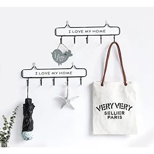 Wall-Mounted Coat Rack, 15-inch Wooden Shelving Hook Storage Key Holder with 5 Metal Hooks for Keys Towel Clothes Hats Bags Mudroom Bathroom Entryway, (2 Packs, White) Wall-Mounted Coat Rack, 15-inch Wooden Shelving Hook Storage Key Holder with 5 Metal Hooks for Keys Towel Clothes Hats Bags Mudroom Bathroom Entryway, (2 Packs, White)