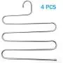Timoo Pants Hangers, S-Shape Clothes Hangers Stainless Steel Trousers Hangers Space 5 Layer Saving Storage Organizer for Pants Jeans Tie Scarf, 4 Pack