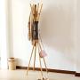 SLH Solid Wood Coat Rack Floor Bedroom Hangers European Style Simple Clothes Rack Simple Wrought Iron Floor Racks (Color : White)