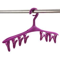 Multifunctional Clothes Hangers Clips, Non Slip Socks Hangers Space Saving for Shirts Camisole Pants Towel-Purple 10-Pack