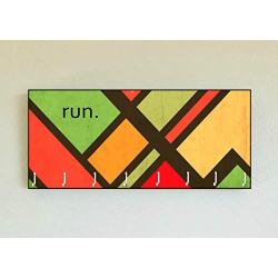 Race Medal Holder/Running Medal Hanger RUN -Bright Retro- Wood Wall Mounted Medal Organizer. CUSTOMIZATION Available