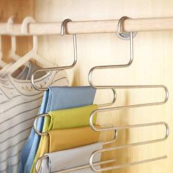 KIPB Closet Stainless Steel Practical Home Organizer Multi Layer Multifunctional Space Saving Storage S Shape Pants Hanger Clothes