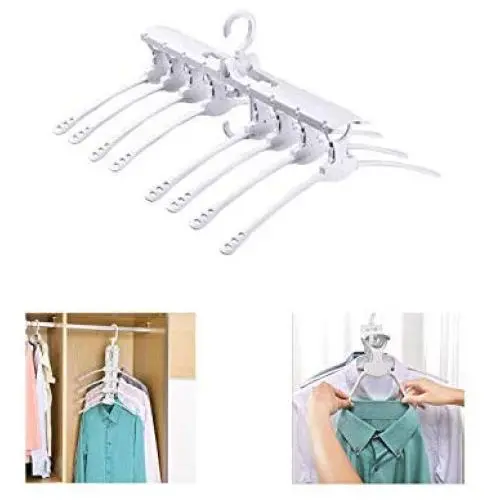MIncYB Hanger 8 in 1, Non-Slip Foldable rotatable Telescopic Hanger, Wet and Dry Shirt Hanger(White) MIncYB Hanger 8 in 1, Non-Slip Foldable rotatable Telescopic Hanger, Wet and Dry Shirt Hanger(White)