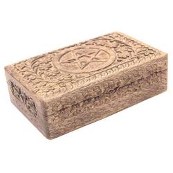 KayJayStyles Hand Carved Pentagram Wooden Storage Boxes (Large, Star)