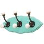 Indianshelf Handmade 1 Artistic Vintage Green Wooden Double Loop Coat Hooks Holders/Heavy Duty Hooks