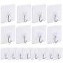 Adhesive Wall Hooks, AUSTOR 16 Pack Nail Free Wall Hooks Heavy Duty Transparent Hooks for Kitchen Bathroom Door Ceiling Hanger 22 Pound/10 KG, 7.2cm x 7.2cm