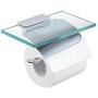 Hiendure Toilet Paper Holder with Shelf, Brass Lavatory Tissue Holder with Mobile Phone Storage Rack and Lid,Chrome