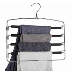 2pcs Random Color Household Clothes Hangers Multi-Layers Anti-Slip Foam Padded Pants Hangers Closet Storage Organizer