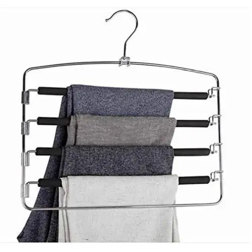 2pcs Random Color Household Clothes Hangers Multi-Layers Anti-Slip Foam Padded Pants Hangers Closet Storage Organizer