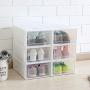 Yagaga Stackable Shoe Storage, 6 Pcs Transparent Shoe Boxes Flip Design Plastic Storage Case Organizer Dustproof Clear Plastic Shoe Storage Boxes for Home (White)