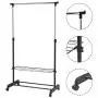 Safstar Adjustable Single Rod Garment Rack Rolling Hanging Rail Clothes Hanger Stand with Shoe Shelf Safstar Adjustable Single Rod Garment Rack Rolling Hanging Rail Clothes Hanger Stand with Shoe Shelf