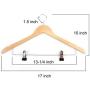 Tosnail 10-Pack Wooden Pant Hanger, Wooden Suit Hangers with Steel Clips and Hooks, Natural Wood Collection Skirt Hangers, Standard Clothes Hangers (Renewed)