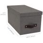 Bigso Silvia Canvas Fiberboard Organizational Storage Box, 5.9 x 6.5 x 11.6 in, Grey