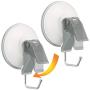 Powerful Suction Cup with Stainless Steel Hooks 2 inch ? Heavy Duty Wall Vacuum Suction Holders Hold up to 3KG - Removable Bathroom & Kitchen Hooks Hanger for Towel,loofah - 2 Packs