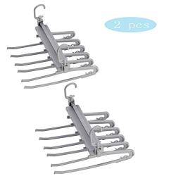 HJYPYJ Magic Hanger,Multifunction Telescopic Folding Hangers,Layered Storage Removable Hook Pants Rack Hanger,Space-Saving Organizer Hangers, Strong Bearing Capacity/Gray / 2 pcs