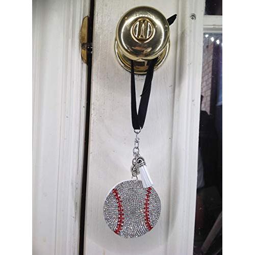 DAYZE Crystal Baseball Light switch Jewelry Hanger Decoration, Door Knob Hanger Decoration, Wall Hanging, Back Pack Zipper Pull Decoration, Nursery, Sports