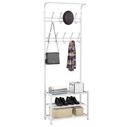 Topeakmart New Coat Rack Metal Coat Clothes Shoes Hat Umbrella Bag Steel Pipe Stand Rack Hanger Hooks