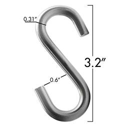 Ugotfeels S Hook Heavy Duty 316 Stainless Steel | 3.2'' Long 0.31''Thickness | S Shaped Hooks Hammock Hooks for Hanging and Utility Use - Hold Up to 550 lbs - 4 Pieces