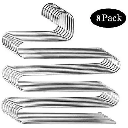 8 Pack Multi Pants Hangers Rack for Closet Organization,STAR-FLY Stainless Steel S-shape 5 Layer Clothes Hangers for Space Saving Storage 8 Pack Multi Pants Hangers Rack for Closet Organization,STAR-FLY Stainless Steel S-shape 5 Layer Clothes Hangers for Space Saving Storage