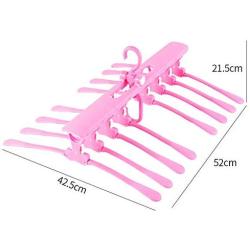 EvaroFly Multipurpose Magic Folding Hanger, Multilayer Anti-skidding Storage Clothes Hanger, Household Travel Camping -Pink 42.5x42x21.5cm