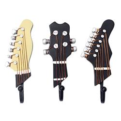 3 PCS Guitar Heads Music Home Resin Clothes Hat Hanger Hook Wall Mounted New