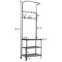 3 Tier Metal Storage Shelf 8 Hooks Hat Shoes Rack Coat Clothes Racks Hanger Stand HW58543