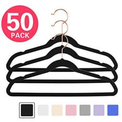 Kids Velvet Hangers,14" wide with Copper/Rose Gold Hooks,Space Saving UltraThin,NonSlip Hangers,Petite hangers,Junior hangers,Childrens hangers,Clothes Hangers,rose gold hangers (Black/Rosegold)