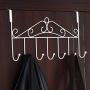 Hooks Over The Door Hook Organizer Rack Hanging, 7 Hooks, Over Door Storage Rack ? Organizer Hooks for Coats, Hats, Robes, Clothes or Towels (White)