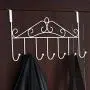 Hooks Over The Door Hook Organizer Rack Hanging, 7 Hooks, Over Door Storage Rack ? Organizer Hooks for Coats, Hats, Robes, Clothes or Towels (White)