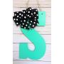 Monogram Door Hanger, Initial Wall Art - Wooden Wall Letters - Turquoise Wall Decoration