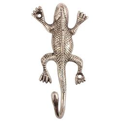 Indianshelf Handmade 1 Artistic Vintage Silver Aluminum Lizard Coat Hooks Holders/Heavy Duty Hooks
