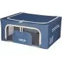 Zaki Boxes Closet Organizer Storage Boxes | Breathable & Anti-Mold Cloth Container | for Clothes, Blankets, Linen, Sweater, Duvet, Under Bed, Home Organization, Clothing & Towel Storage (Blue/Tan, Large)