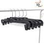Hanger Central 5131B-10 Heavy Duty Plastic Bottoms Hangers with Metal Sliding Pinch Clips Pants Hangers, 14 Inch, Black, 10 Pack