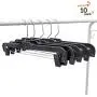 Hanger Central 5131B-10 Heavy Duty Plastic Bottoms Hangers with Metal Sliding Pinch Clips Pants Hangers, 14 Inch, Black, 10 Pack Hanger Central 5131B-10 Heavy Duty Plastic Bottoms Hangers with Metal Sliding Pinch Clips Pants Hangers, 14 Inch, Black, 10 Pack