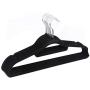 Pack of 10 Random Color Non-Slip Ultra-Thin 360 Degree Swivel Flocked Adult Clothes Hangers with Tie Bar, Notched Shoulders