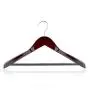 HANGERWORLD 10 Mahogany 17.7inch Wooden Coat Clothes Garment Non Slip Pants Bar Hangers Broad Shoulder Support