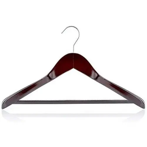 HANGERWORLD 3 Mahogany 17.7inch Wooden Coat Clothes Garment Non Slip Pants Bar Hangers Broad Shoulder Support HANGERWORLD 3 Mahogany 17.7inch Wooden Coat Clothes Garment Non Slip Pants Bar Hangers Broad Shoulder Support