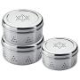 Set Of 3 Stainless Steel Fridge container for Home/Kitchen stackable storage Round Container, coriander steel box