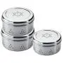 Set Of 3 Stainless Steel Fridge container for Home/Kitchen stackable storage Round Container, coriander steel box Set Of 3 Stainless Steel Fridge container for Home/Kitchen stackable storage Round Container, coriander steel box