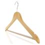 HANGERWORLD 30 Natural Wooden 17.5inch Notched Coat Clothes Garment Hangers Non Slip Pants Bar