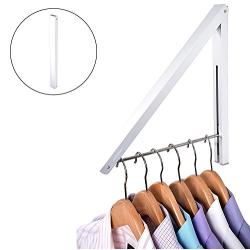 Stock Your Home Folding Clothes Hanger Wall Mounted Retractable Clothes Rack, Aluminum, Easy Installation - White 1 Pack