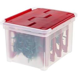 IRIS USA, WFB-45LW, Wing-Lid Storage Boxes with 4 Light Wraps, Red, 1 Pack