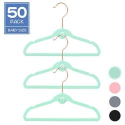 AINARE 50pcs Baby Cascading Velvet Hangers,Kids Hangers Cascade,Plastic Hangers,Non Slip Hangers Cascading Hooks,Suit Hangers,Cascade Hooks,Rose Gold Velvet Hangers,Copper Hangers (Blue)