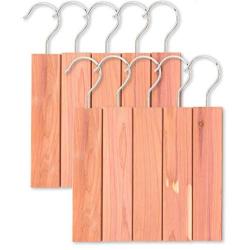 JJEcommUS Large Cedar Hang Ups Set - 10 Cedar Hangers | Cedar Blocks for Clothes Storage | 100% Natural Fragrance Deodorizer