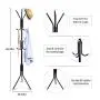 Clewiltess Standing Entryway Coat Rack Coat Tree Hat Hanger Holder 12 Hooks Jacket Umbrella Tree Stand Base Metal (Black)