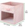 mDesign Soft Fabric Closet Storage Organizer Cube Bin Box, Clear Window and Handle - for Child/Kids Room, Nursery, Playroom, Furniture Units, Shelf - 11" High, 4 Pack - Pink/White Polka Dots
