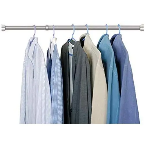 STARTOSTAR Adjustable Closet Rod 21.6 to 40.5 Inch Stainless Steel Clothes Rod with Smile Ends Stopper and Slide Buffering for Wardrobes, Shoe Cabinets （Silver）