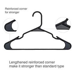 HOUSE DAY Black Plastic Hangers,50 Pack Plastic Clothes Hangers for Skirt Suit Coat, Standard Clothing Hangers